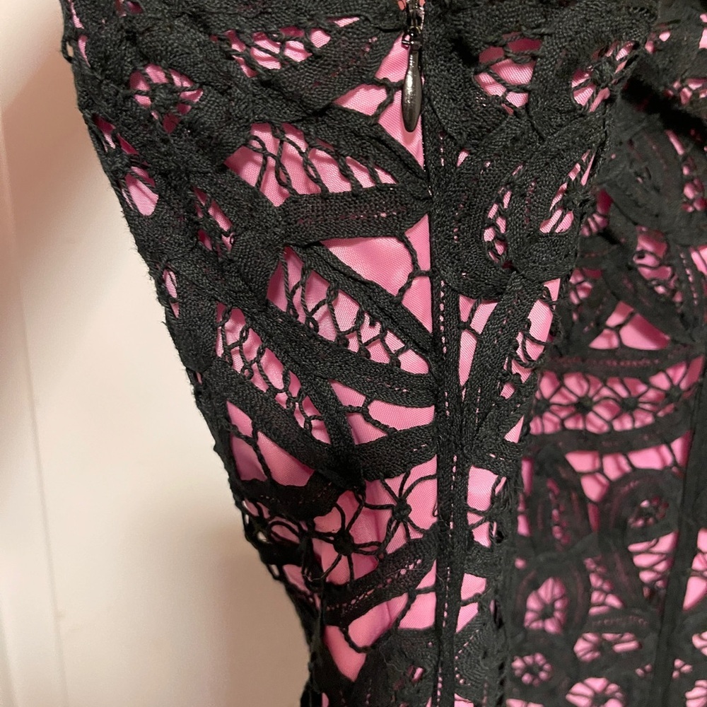 Vtg Betsey Johnson Lace Overlay Dress Pink Black Goth Y2k Dark Fairy Glam Size 8 - Picture 7 of 12